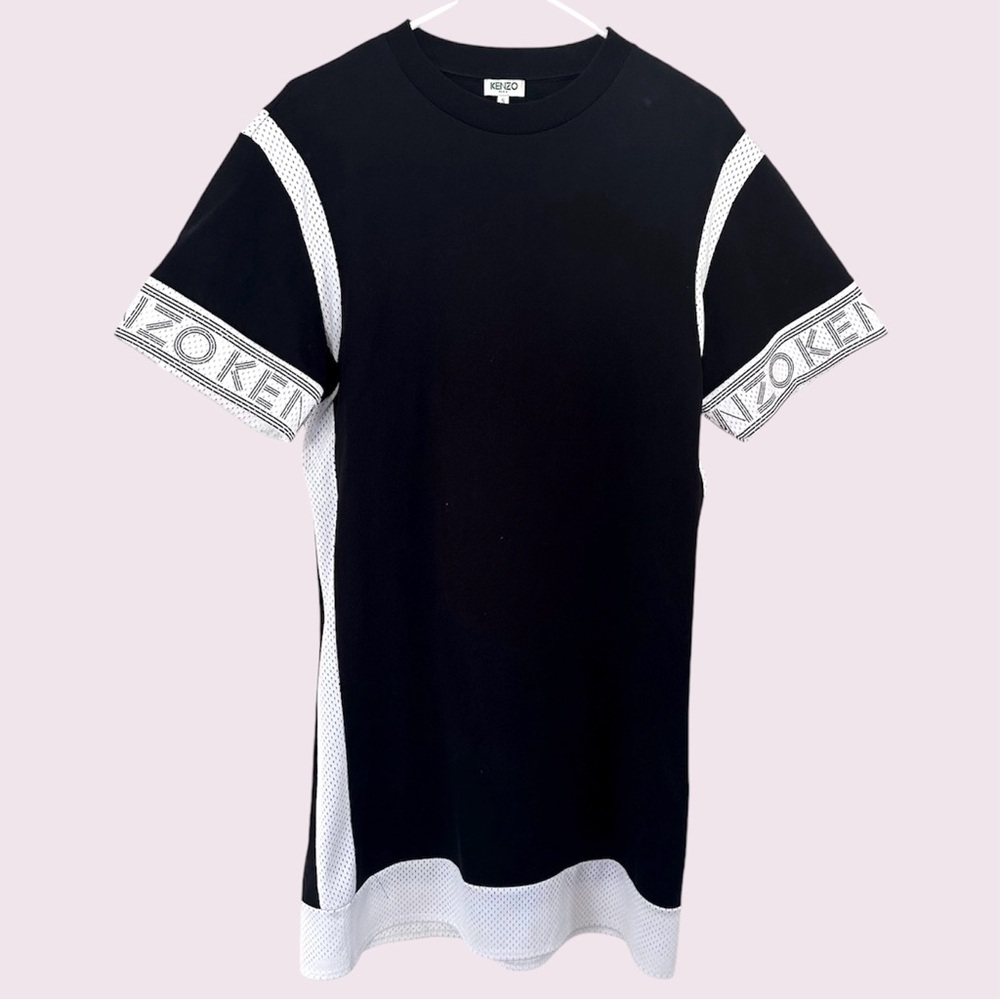 Kenzo Black and White Mix Mesh T-Shirt Dress